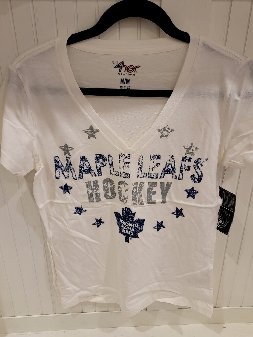 Toronto Maple Leafs Women's White V-Neck Hockey Tee